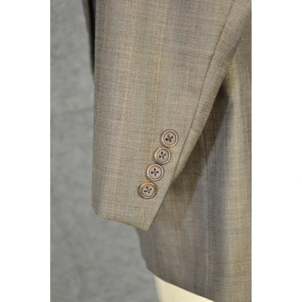 VTG Polo Ralph Lauren Blazer Men 46 Brown Plaid Strip Wool Sport Coat Jacket USA
